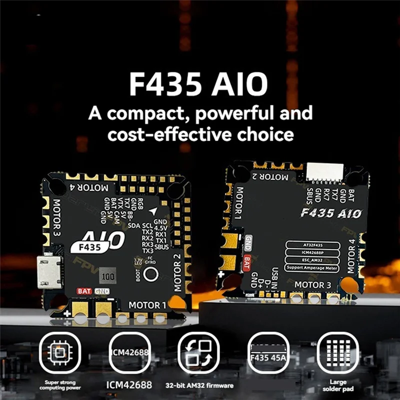 DIGIT-F435 AIO 45A Blheli_S AM32 ESC 2-6S ESC Flight Controller For FPV Drone Quadcopter RC Racing& Freestyle