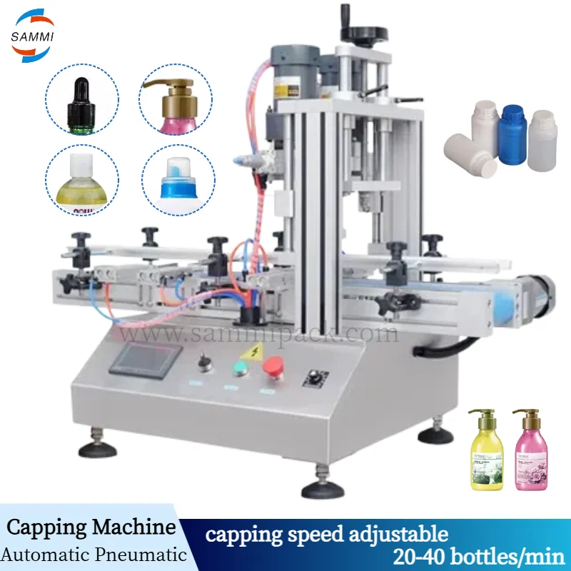 

SMXGJ-50 Automatic Plastic Lid Pneumatic Vial Desktop Screw Automatic Capping Machines Glass Screw Capper Perfume Bottle