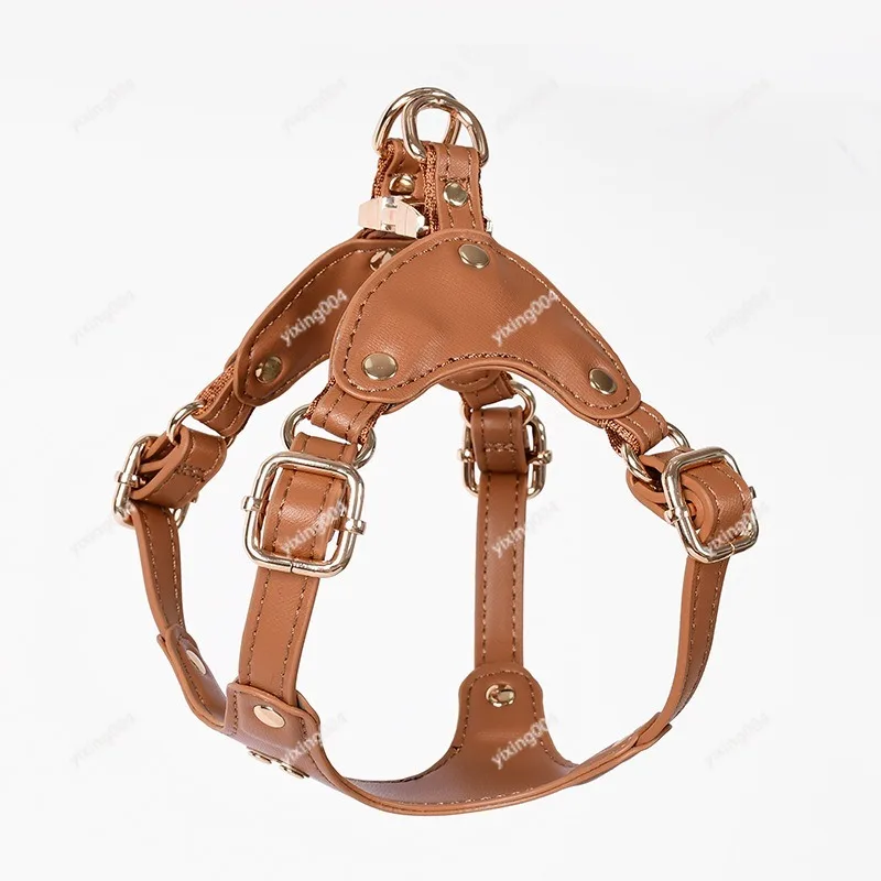 Soft Leather Dog Harness Leash Set, Adjustable Walking Lead for Corgi Medium Small Dogs