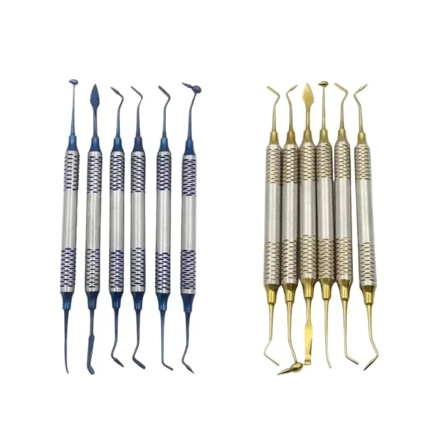 

Set 6pcs Dentals Instruments Composites Fillings Spatulas Golden kit Head Fillers Set thick handle Restorations set/ accessories