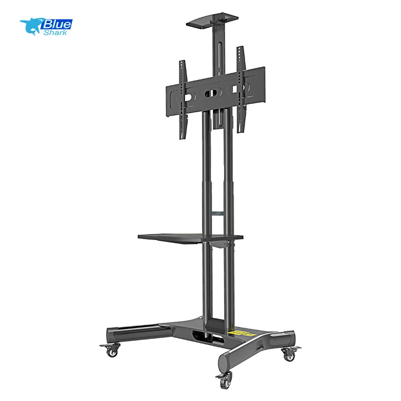 

2024 Hot selling black 55 80 inch TV whiteboard removable support electric TV lift mobile cart stand for meeting room home