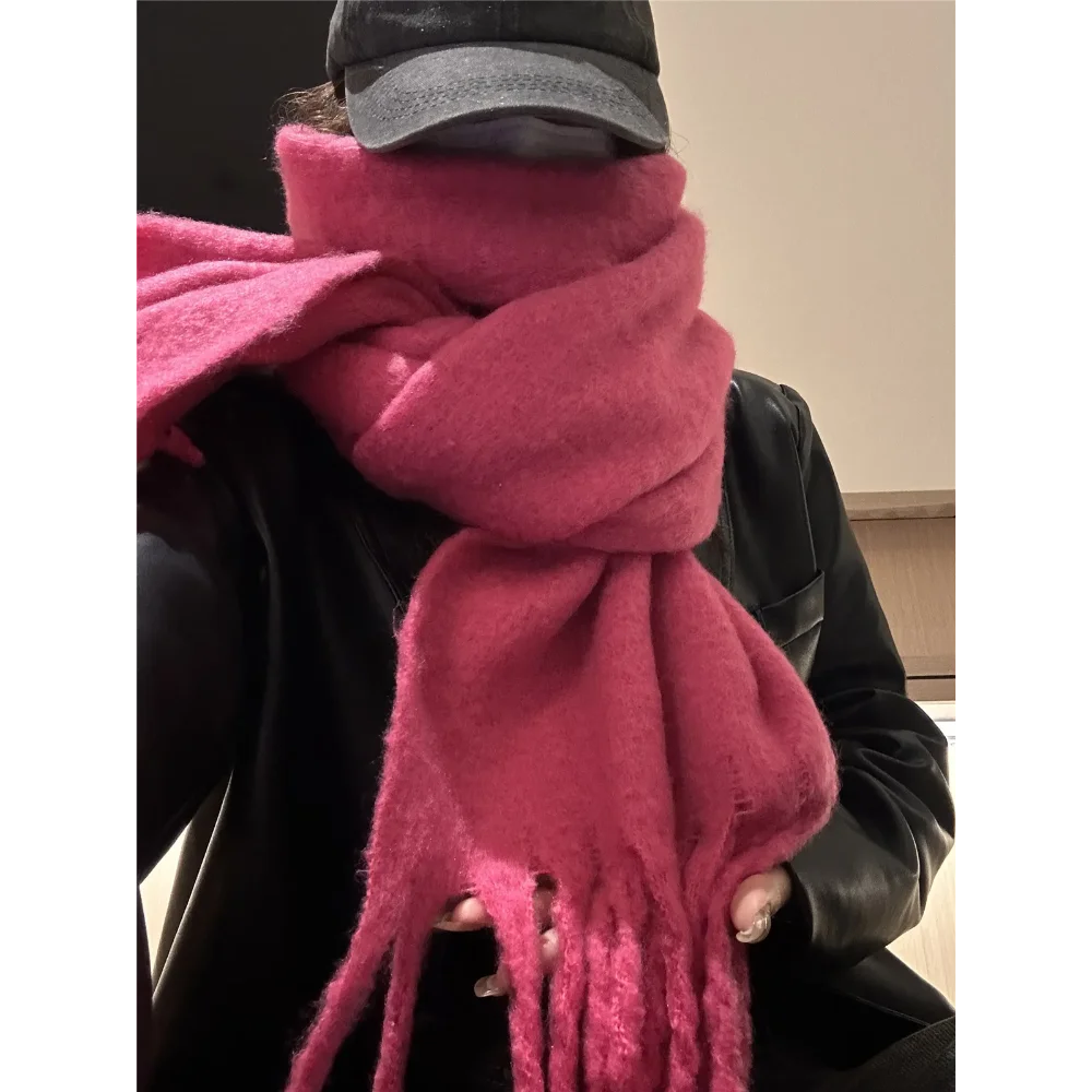 وشاح سميك ومطول بلون سادة للنساء لخريف وشتاء 2025 شال شتوي متعدد الاستخدامات للطالبات للنساء #4