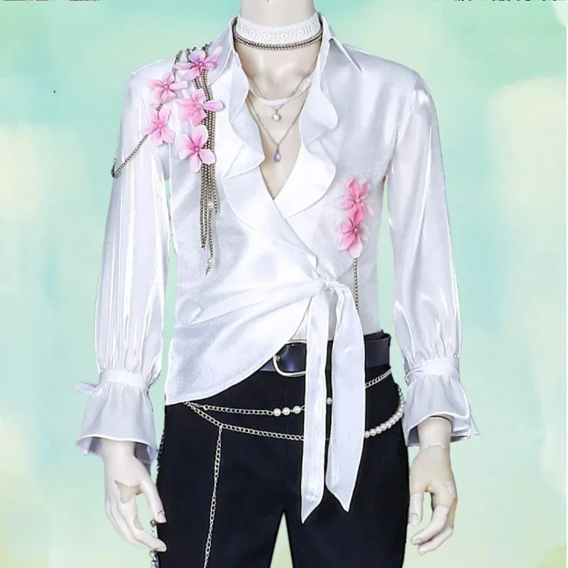 

Love And Deepspace Caleb Zayne Rafayel Cosplay Blouse Spring and Flower Outfit Top Game Mens White Suit Halloween Couple Outf CX