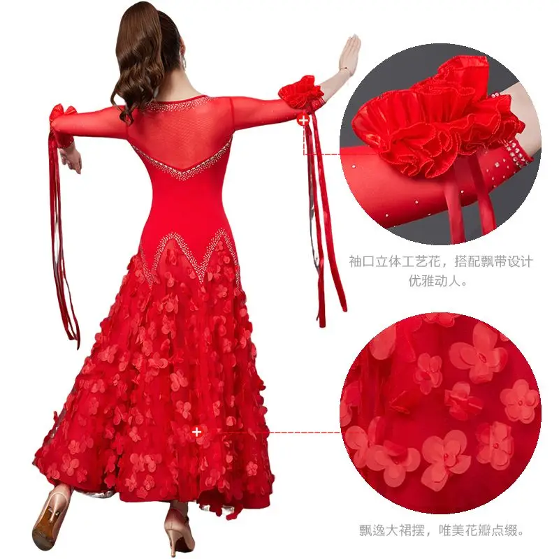 

Modern Dance Dress New Professional Competition Performance International Standard Waltz Ballroom Dance Butterfly Dress