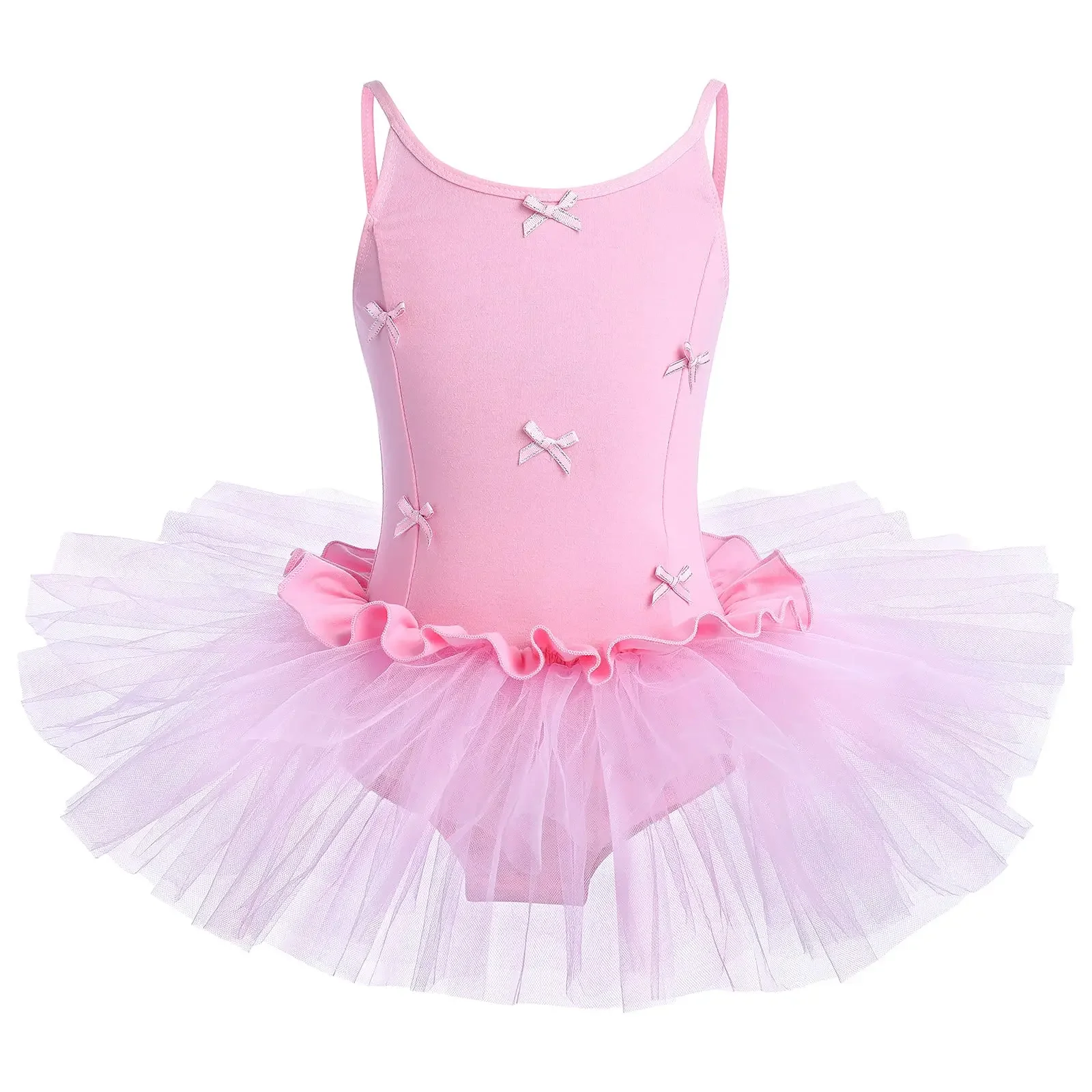 

Kids Girls Ballet Dance Dress Camisole Bowknot Gymnastics Leotard Tutu Skirt Ballerina Dancewear Children Performance Costumes