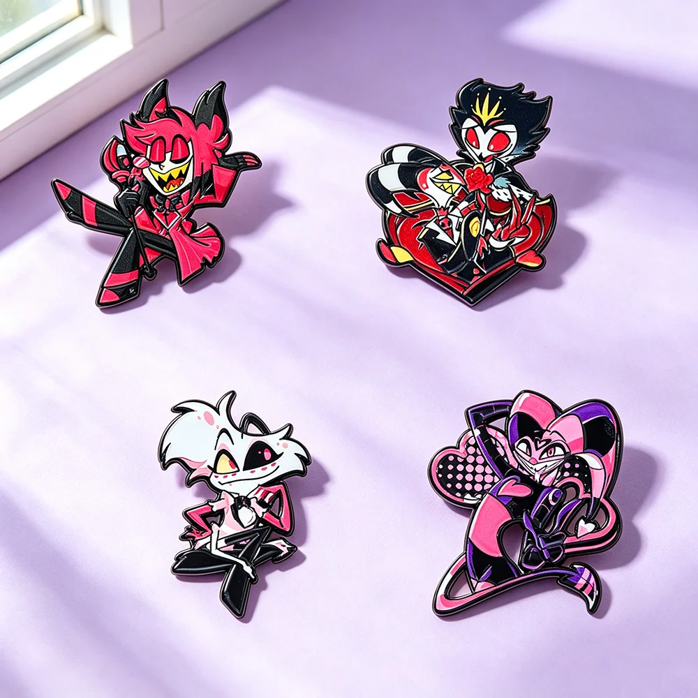 4Pcs Anime Demon Characters Enamel Pins, Cute Brooch Set