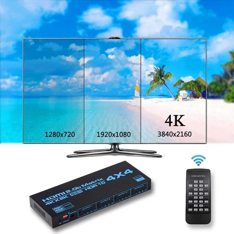 Matrice 4K HDMI 2.0, 4k60, 4 entrées, 4 sorties, 4x4, prise en charge des lignes de cccam, 4 kHz, hdcp2.2