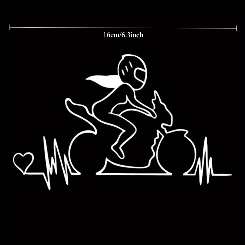 Heartbeat Rider Sticker Waterproof Vinyl Decal for Female Motorcyclist Car Truck SUV Toolbox Guitar Scooter Motorcycle Decor