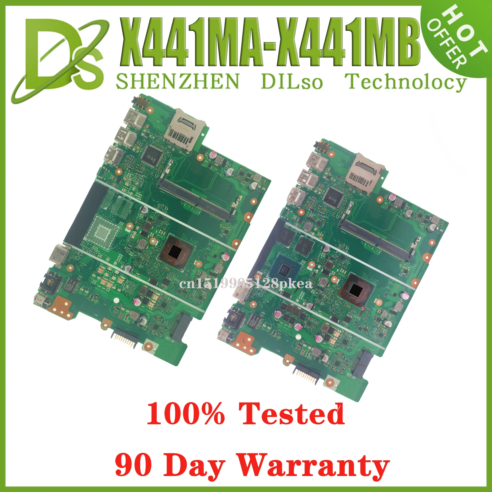 Placa base para ordenador portátil KEFU X441MB para Asus X441M X441MA A441M con CPU Intel Celeron de 4 núcleos N4100 N5000 UMA/V2G