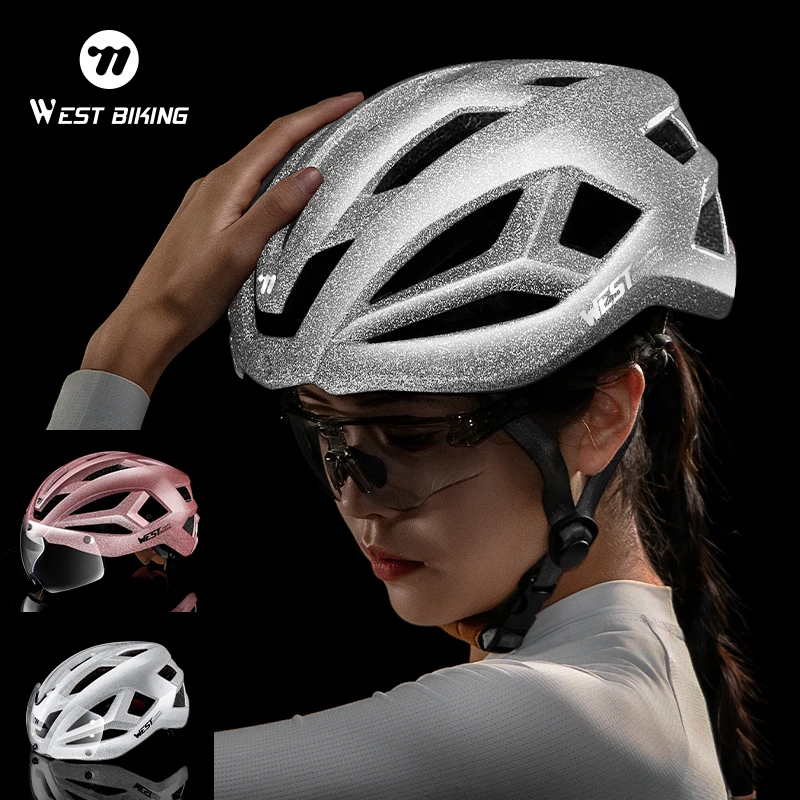 

WEST BIKING Starry Ultralight Cycling Helmets With Transparent/Photochromic Magnetic Goggles & Detachable Antibacterial Liner