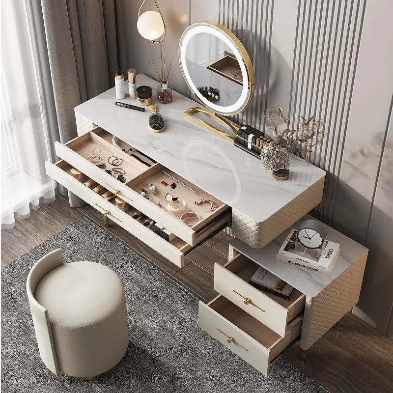 Drawer Mirror Dressing Table Makeup Nordic Bedroom Desk Dressers Storage Cabinet Penteadeiras De Maquiagem Room Furniture