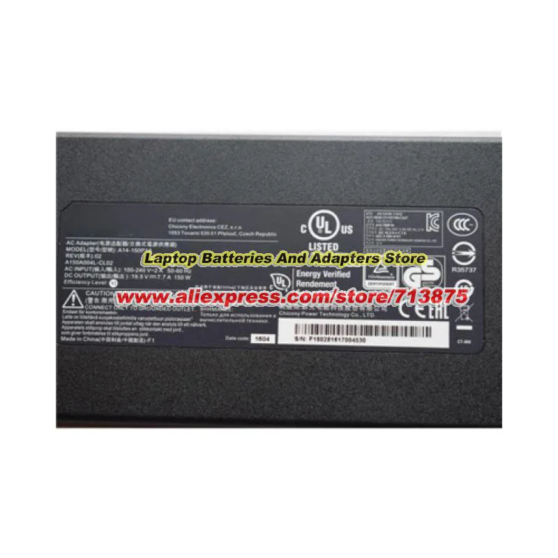 Genuine A14-150P1A For CHICONY 19.5V 7.7A 150W AC Adapter 5.5x2.5mm for MSI GS60 GS70 GE62 GS63VR GP73 MS-16P6 MS-16J9 GL62M