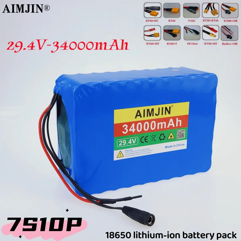 

29.4V 34Ah 18650 Lithium-Ion 7S10P Battery Pack Charger with BMS for Electric Vehicles And Power Storage
