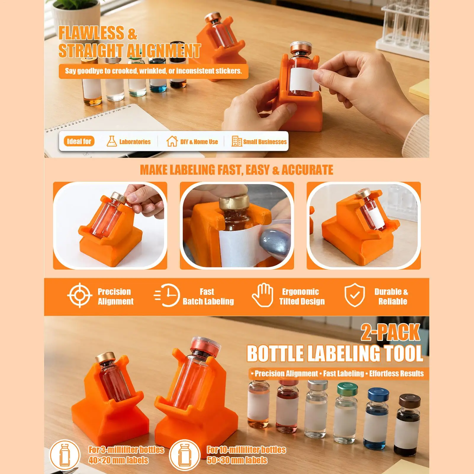 Label Applicator for Vials 2 Pack Bottle Labeling Application Supplies Lab Rapid Sample Labeling Tool for Women Men Technicians