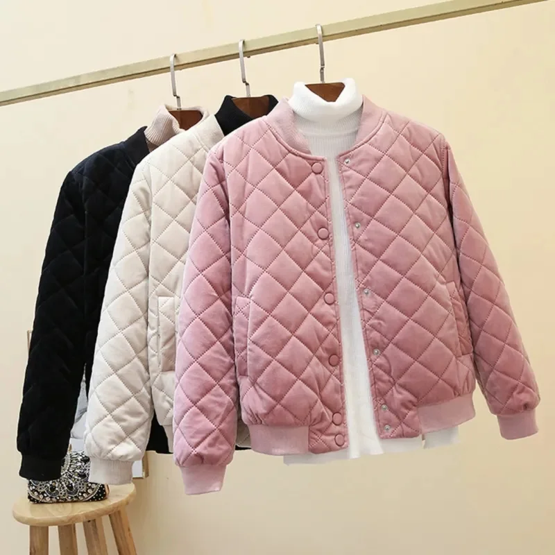 2023 New Autumn Winter Cotton Coat Women\'s Jacket Korean Loose Warm Coat Short Style Baseball Uniform Tops Woman Clothing Parkas