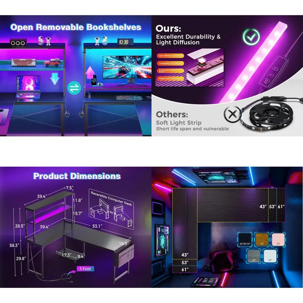 53 Led-Lit L-Shaped…