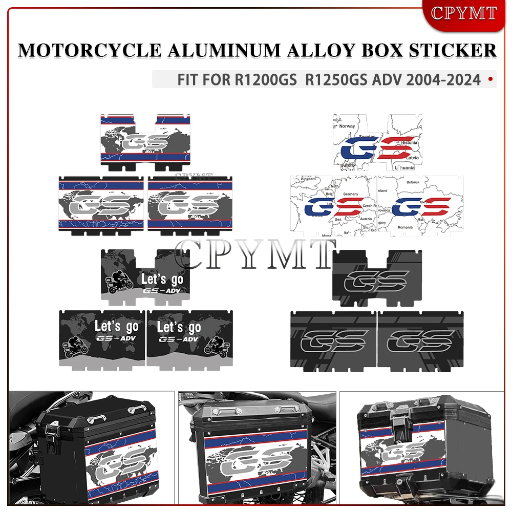 

Motorcycle Aluminum pannier Box Sticker Side Luggage Trunk Top Case Decoration Decal fit For R1200GS r 1250 GS ADV 2004-2024