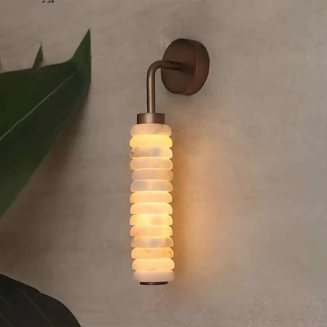 Modern Stylish Copper Spiral Tube Imitation LED Wall Lamps Indoor Creative Lustre Lights for Bedroom Home Decoration Chandelier