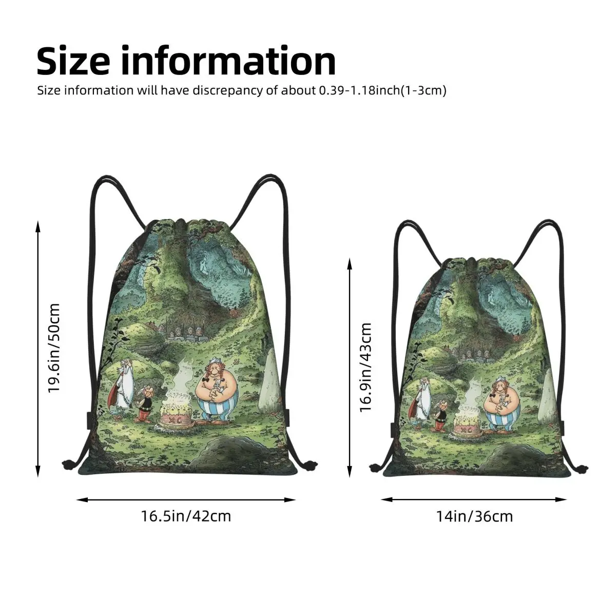 Asterix And Obelix Backpacks Multi-function Portable Drawstring Bags Shoes Bag Book Bags For Travel Students