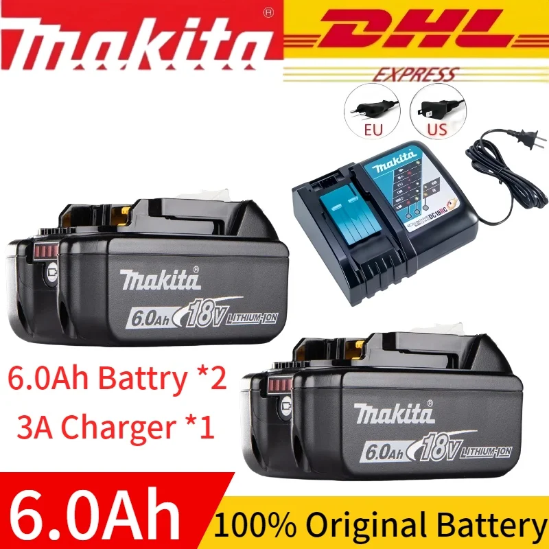 

100% Genuine Makita 18V battery BL1860B 6.0Ah replaceable 18V BL1830B BL1840B BL1850B LXT400 for makita 18V drill DDF487 DTW700