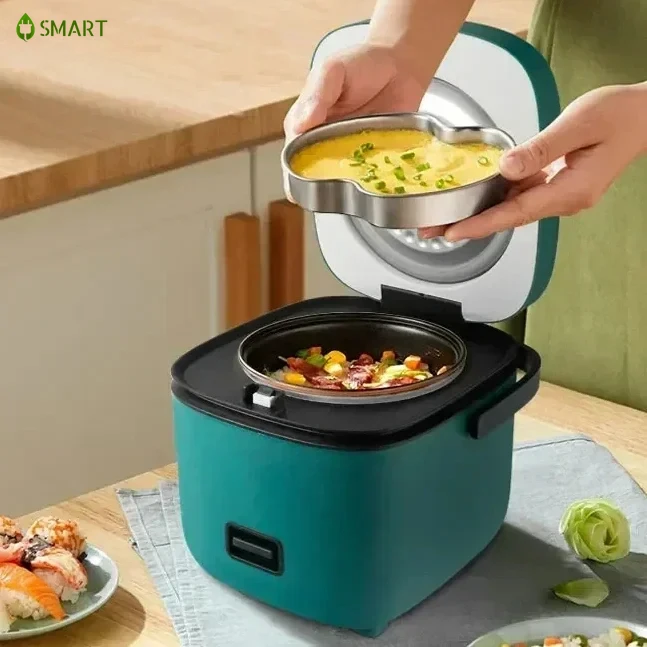 Mini multi - function single - person electric rice cooker, non stick, household small cooking machine for making porridge.