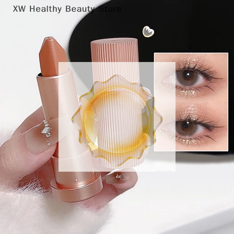 Gradiente dupla cor glitter sombra vara perolado preguiçoso iluminador sombra caneta contorno iluminar maquiagem dos olhos à prova dwaterproof água