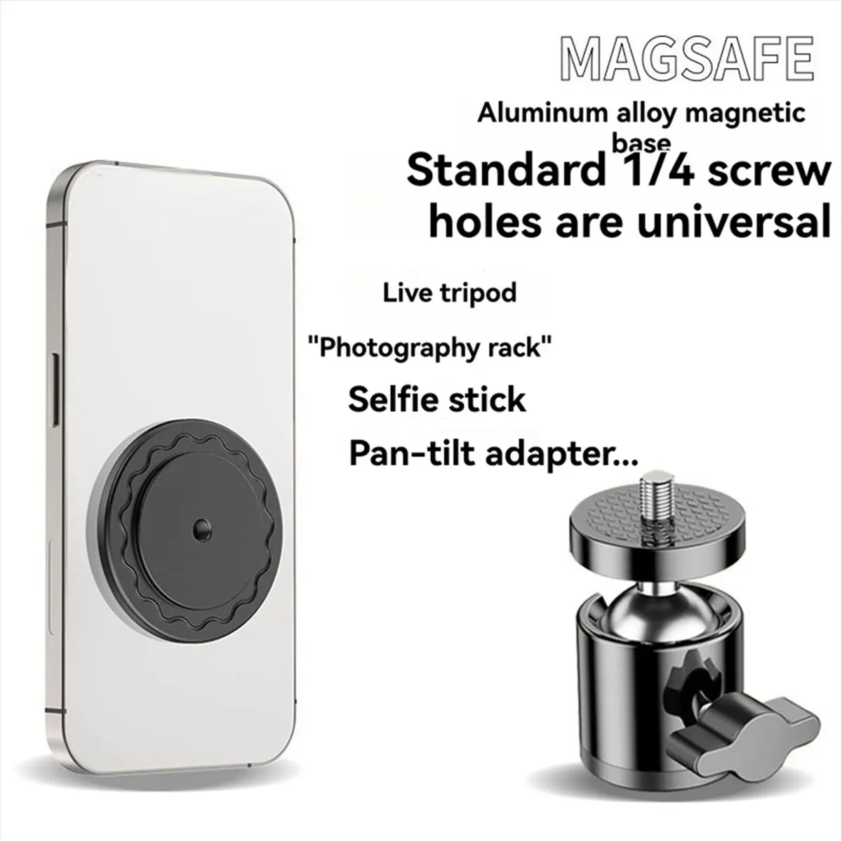 AT42 Magnetic Base for 1/4 Interface Car Cellphone Stand Mount Phone Holder Accessories B