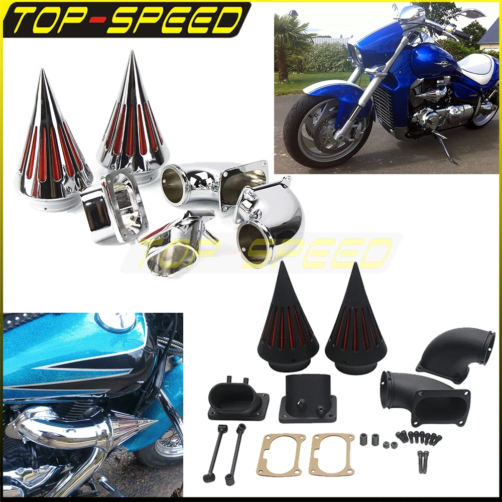 

Motorcycle Accessories Aluminum Chrome Black Cone Spike Air Cleaner Washable Filter Kit For Suzuki Boulevard M109R All Years