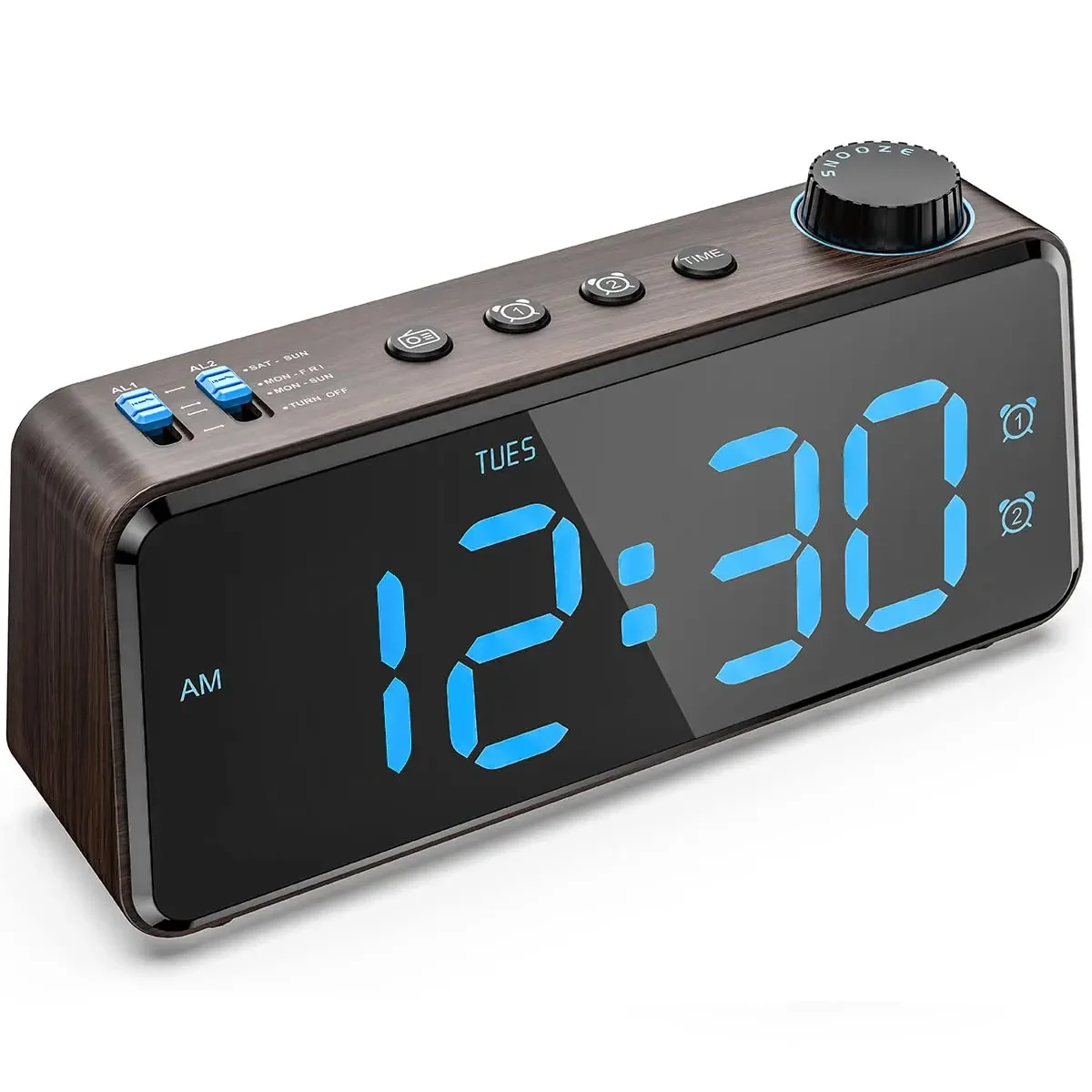 ANJANK Digital Alarm Clock FM Radio with Large LED Display, Dual Alarms,USB Charging,0-100% Dimmer,Bedroom/Desk/Bedside's Clock