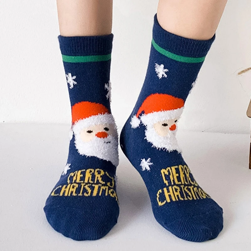 3 Pair Christmas Socks for Children Kids Snowman Winter Autumn Warm Socks Xmas New Year Sock Cotton Santa Claus Sock 1-8 Years