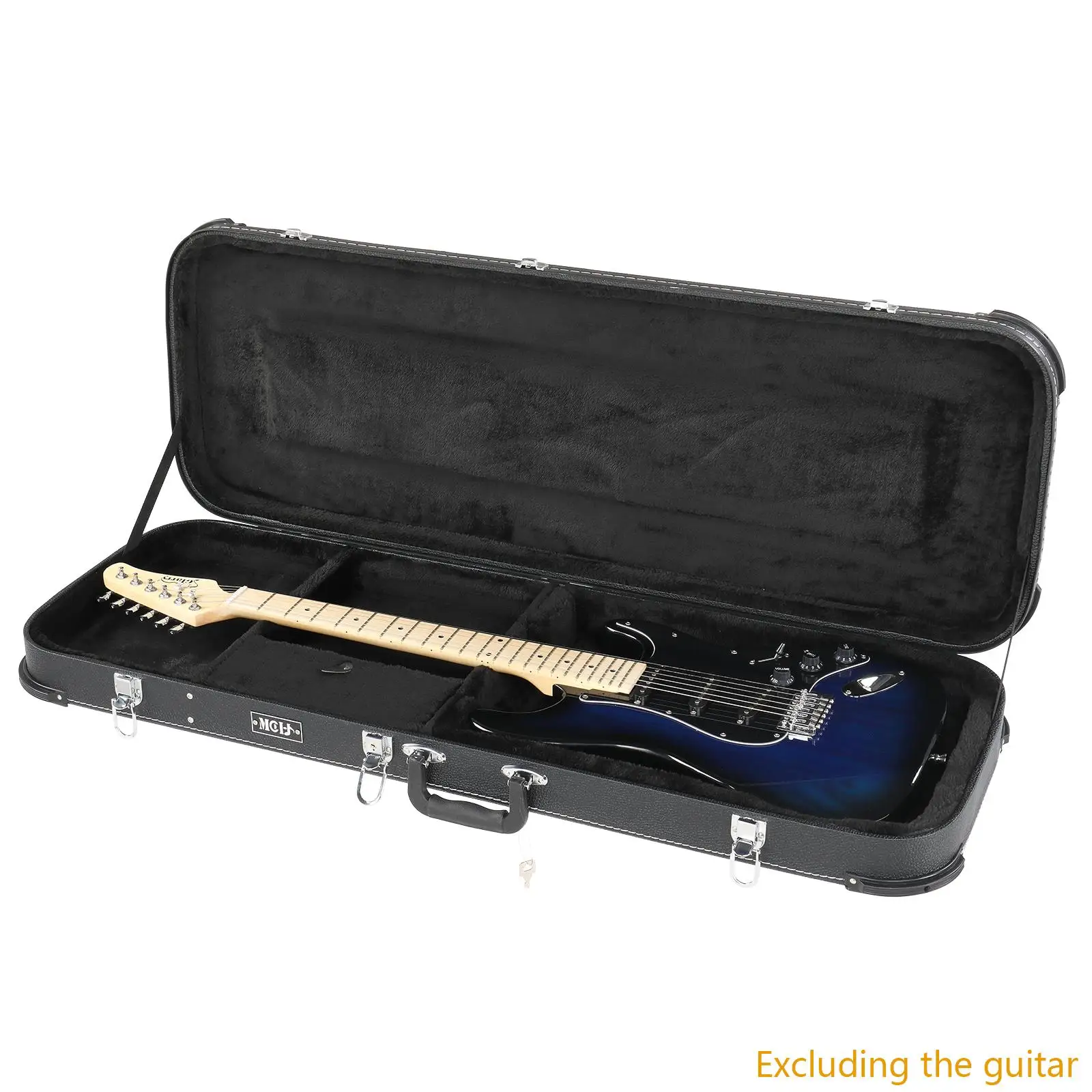 Durable MCH Electric Guitar Hard Case with Protective Sleeve for ST TL Burning Fire 170 Style - Black