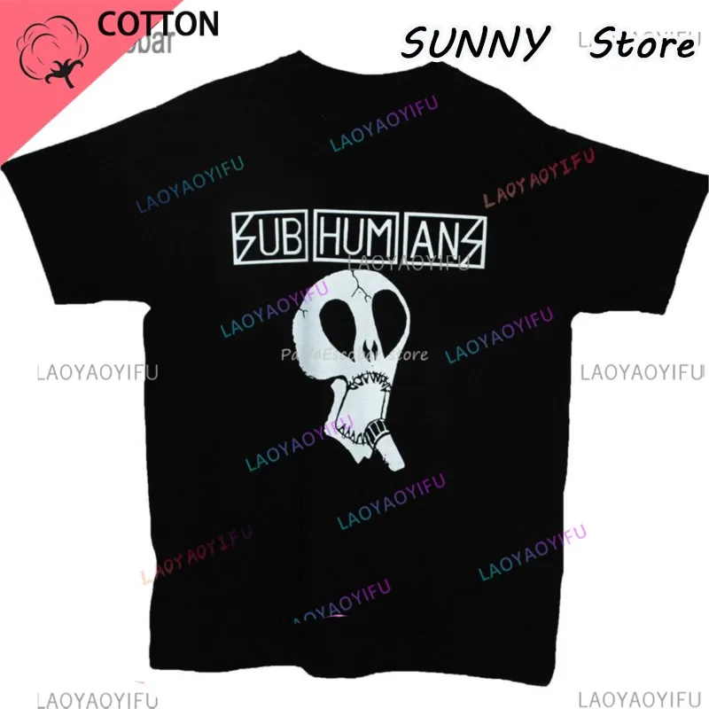 Subhumans T Shirt Hardcore Anarcho Punk Rock Festival Band Graphic Black Tee Loose Size Top Tee Shirt men summer t-shirt