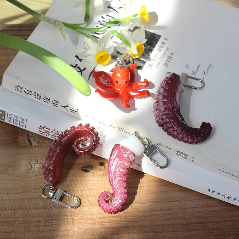 Simulation Creative Octopus Claw Octopus Model Car Key Chain Pvc Key Pendant Backpack Pendant Jewelry Gifts Keyring