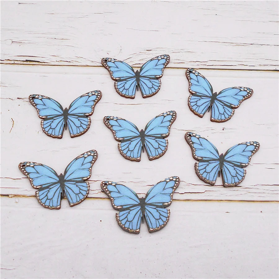 

Julie Wang 10PCS Wood Blue Butterfly Charms Wooden Pendant Necklace Bracelet Jewelry Making Accessory