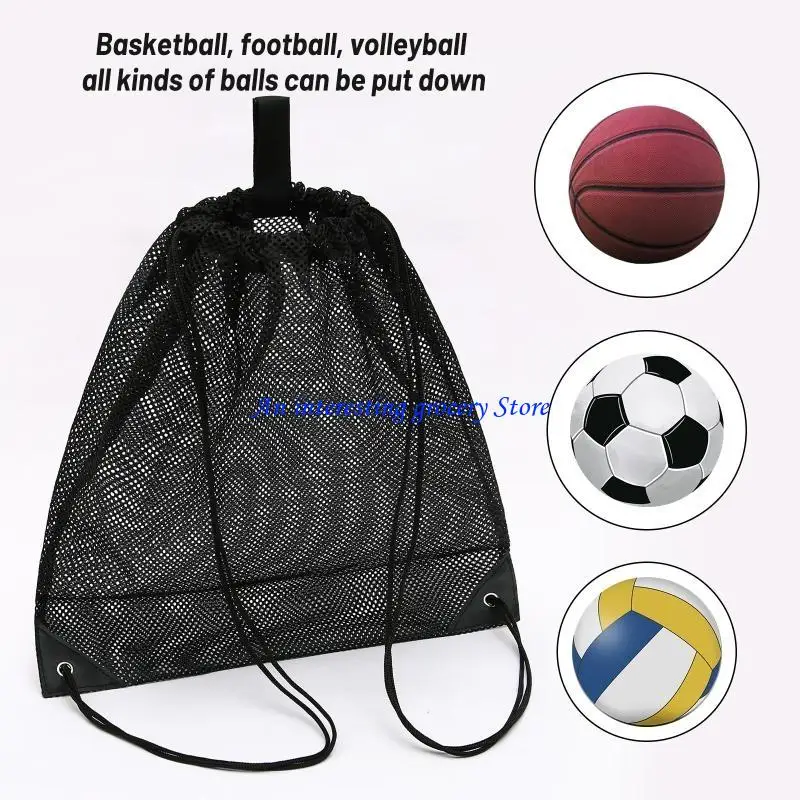 652D Football Mesh Storage Holder Drawstring Carry Bag Single Ball for Carrier Mesh B