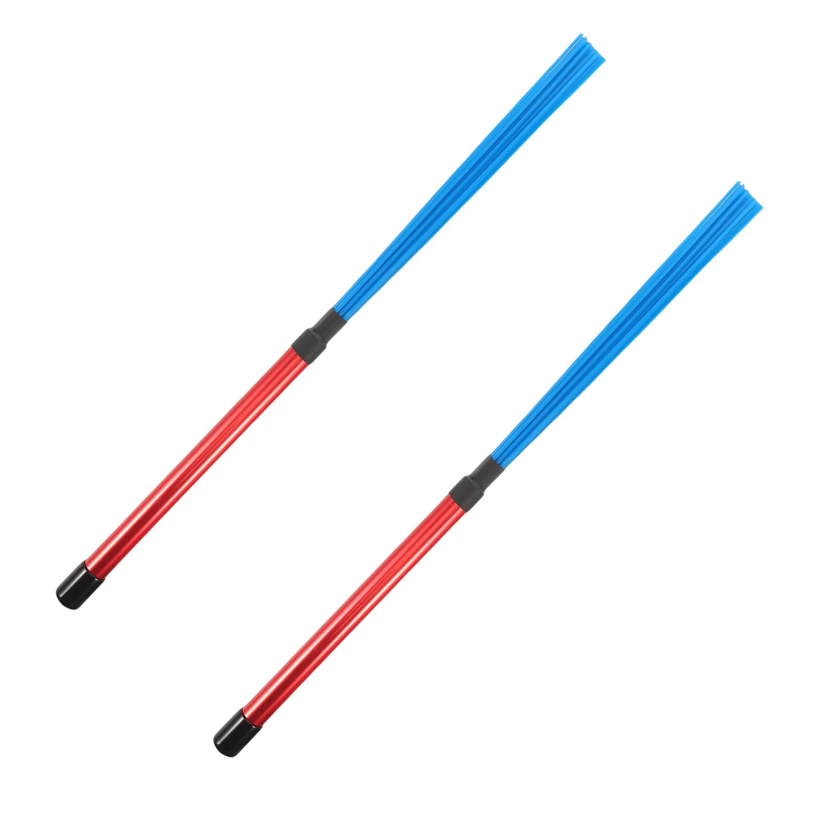 

2Pcs Jazz Drum Brushes Aluminum Alloy Handle Blue Nylon Bristles Red Grip Bundle Rod Sticks for Cajon Snare Drumming Percussion