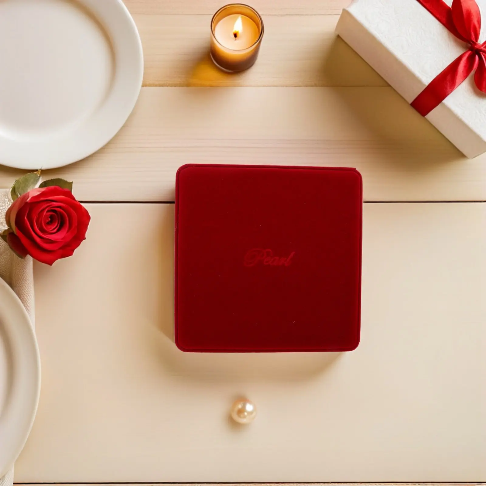 

Коробка для жемчужного ожерелья, мягкий футляр для хранения украшений, красный декоративный органайзер, дорожная упаковка, демонстрационная коробка для дома и магазина, шкатулка для украшений в форме сердца