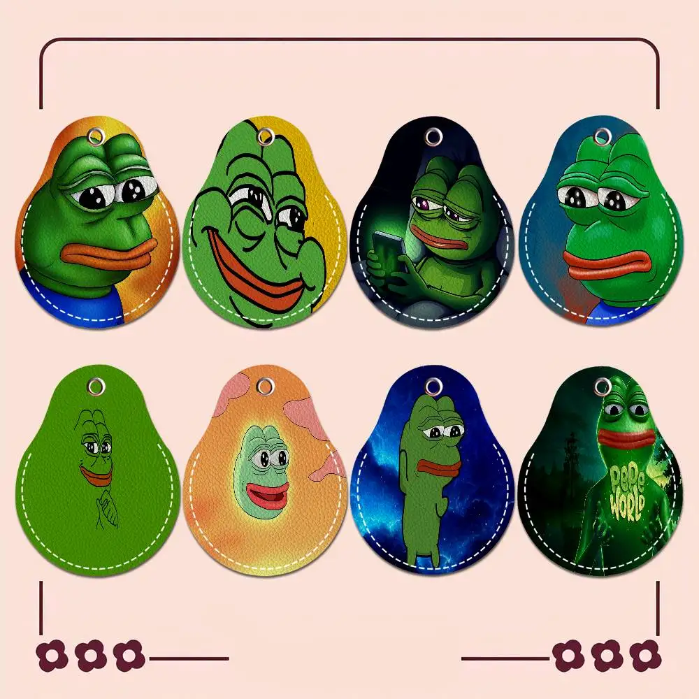 Porte-clés en cuir motif grenouille triste, populaire sur internet, avec étui de protection pour carte de proximité Community Water Drop