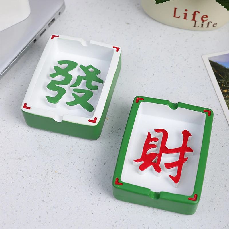 

Creative Resin Ashtray Mahjong Design Ashtray To Prevent Fly Ash Ashtrays Storage Jar Home Office Bar Decor Ornaments