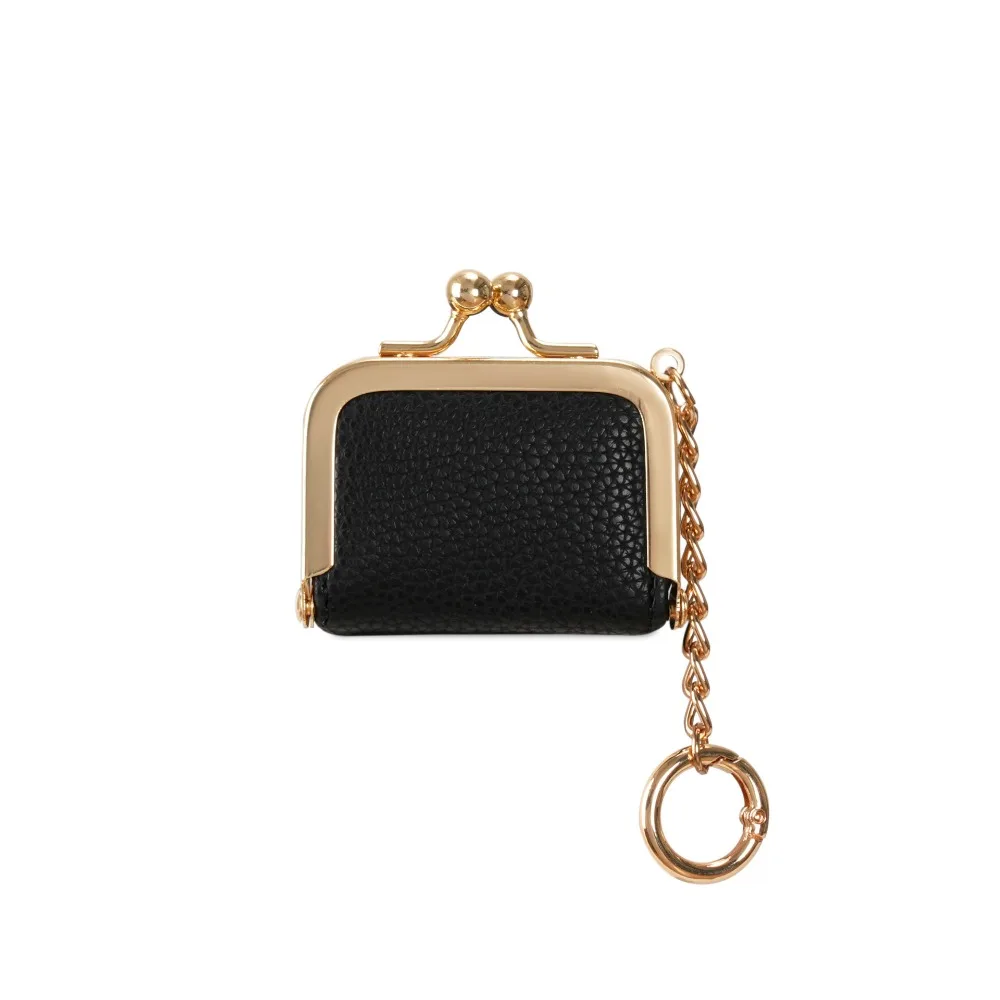 Exquisite With Keychain Kiss Lock Coin Purse Mini Multicolored Leather Jewelry Bag Solid Color Square Small Item Bag Storage