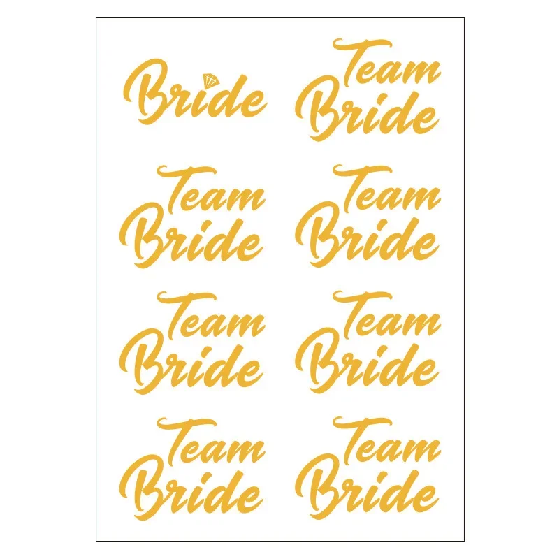 Gold Bridal Team Temporary Tattoo Bachelorette Party Hen Golden Sticker Marriage Bride To Be Wedding Dating Single Theme Dec