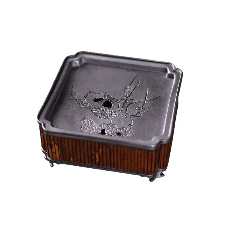 

Антикварный оловянный держатель для чайника с водоудерживающим подносом Gaiwan Base Host Pad, складная жестяная тарелка для сухой воды для чайной церемонии