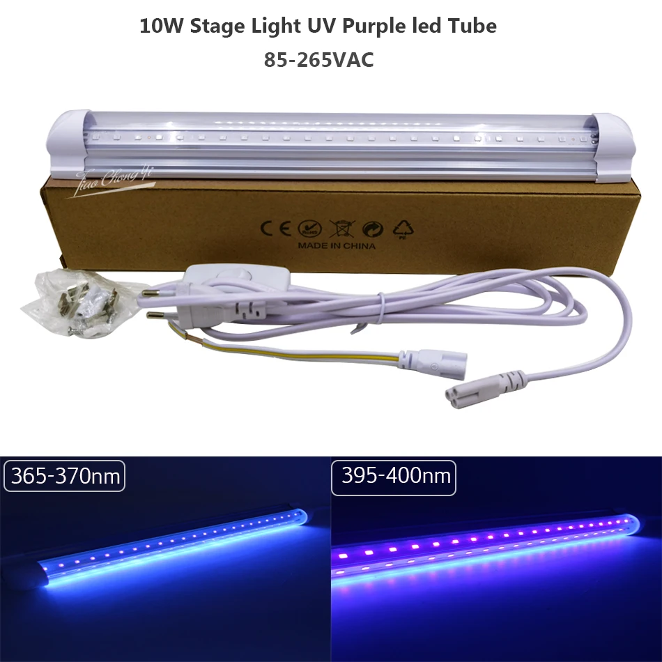 

T8 10W 48leds UV LED Tube Blacklight 365nm 395m 85-265v 32cm Purple Lamp 32cm For Bar Art Show Club Body Paint Integrated Tube