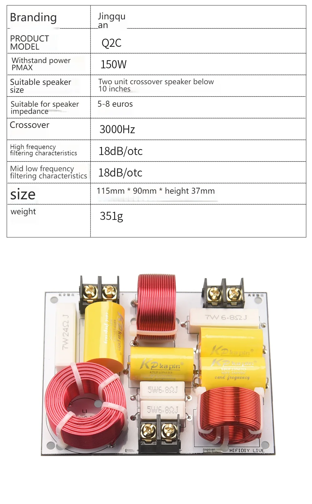 HIFIDIY Hi-Fi 2-Wege 3-Wege 3-Lautsprecher-Einheit (Hochtöner + Mitteltöner + Tieftöner) Lautsprecher Audio-Frequenzweiche Crossover-Filter Q2C Q3B Q4 Q6 – Detail 11