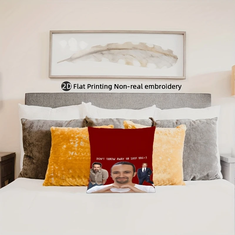 1 funda de almohada para fanáticos del musical Hamilton, funda de cojín de poliéster con estampado de doble cara 2D, almohada decorativa con meme divertido de Lin-Manuel Miranda