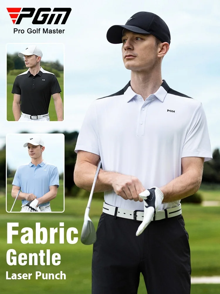 

PGM golf clothing men's short sleeve T-shirt Summer breathable polo shirt Moisture absorption quick drying top Golf clothes