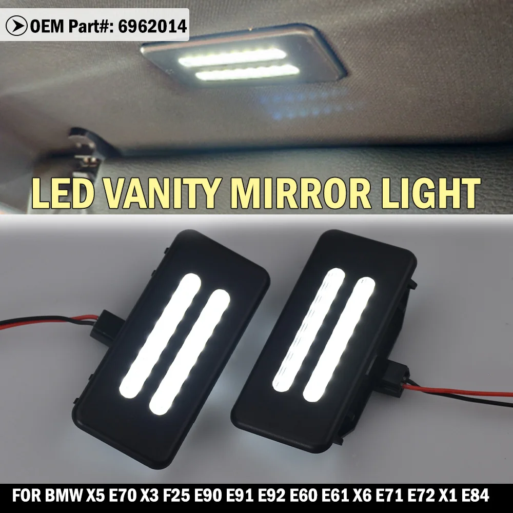 Hochwertige moderne LED-Sonnenblenden-Schminkspiegelleuchten für BMW X5 E70 X3 F25 E90 E91 E92 E60 E61 X6 E71 E72 X1 E84 – Superhell