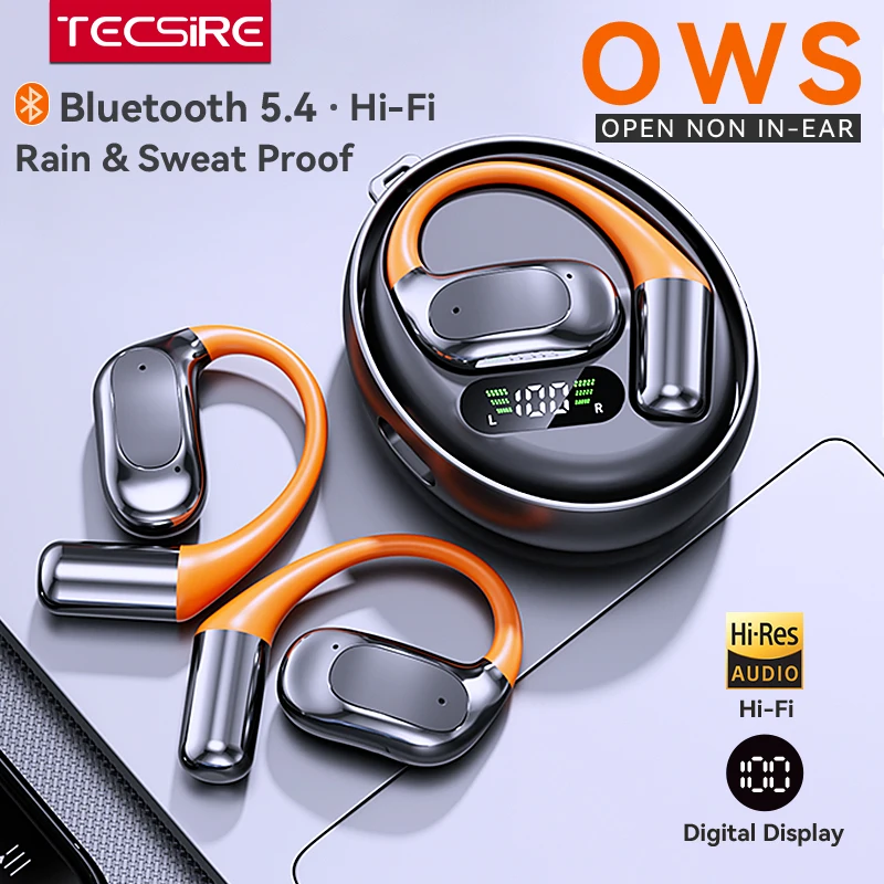 

Tecsire OWS Bluetooth Earphones Earhook Wireless Earbuds Hifi Stereo ENC Mic for Sports Audio Book