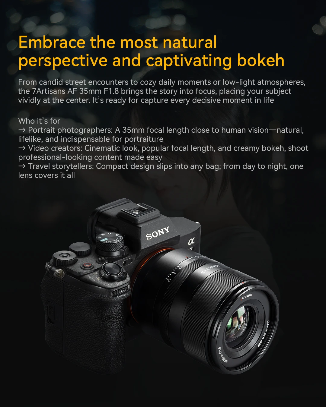 7artisans AF 35 mm F1,8 Vollformat-Prime-Kameraobjektiv mit großer Blende für Porträtfotografie mit Sony E Nikon Z Lumix L-Mount – Detail 2