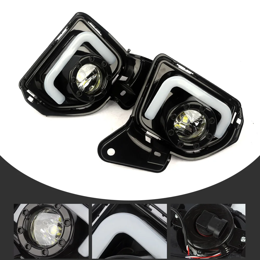 

LED DRL Day Light For Toyota Hiace 2014-2018 Daytime Running Light Fog Lamp Bezel Turn Signal+Front bumper small light 1SET